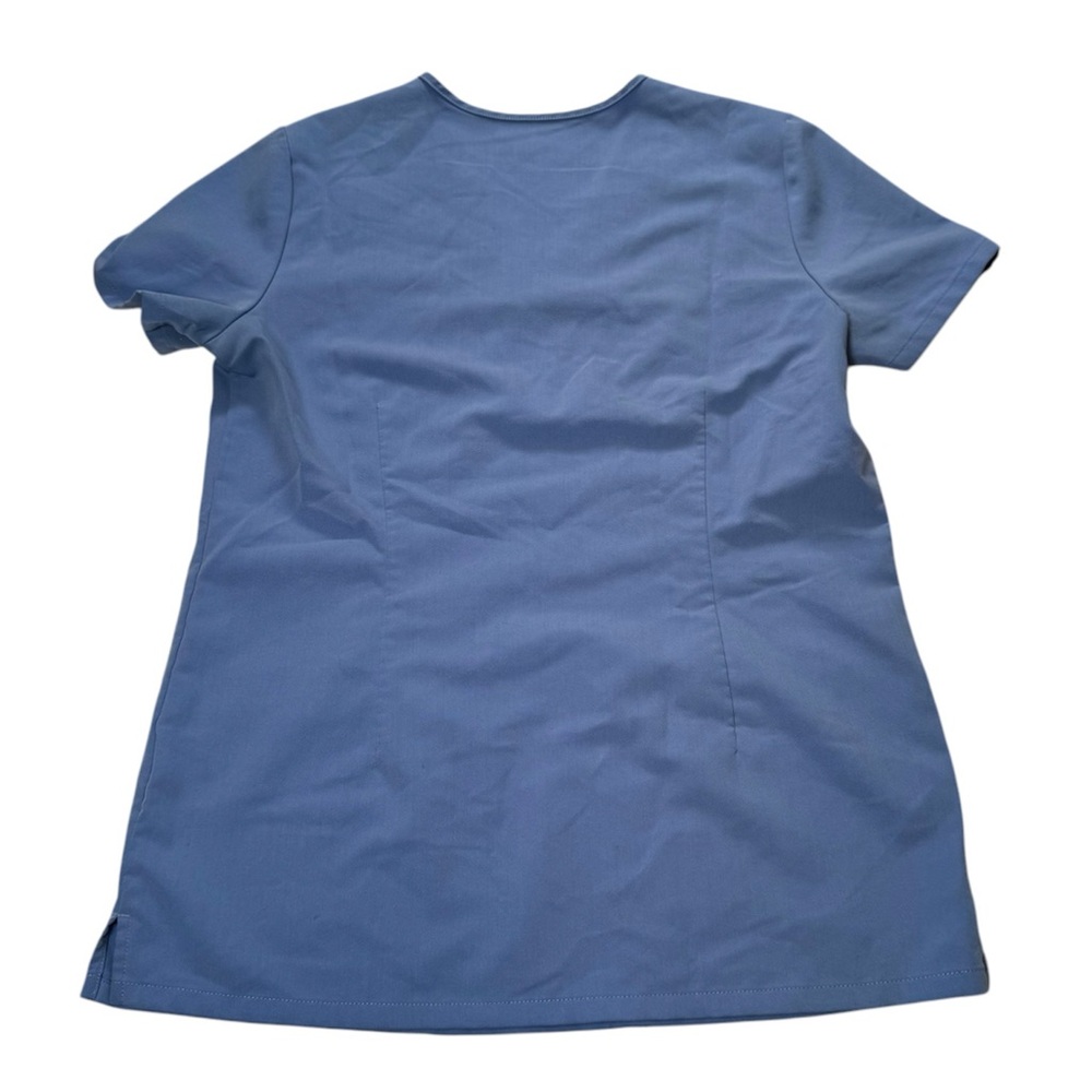 FIGS Technical Collection Scrub Top Womens XS Light Blue V-Neck Pockets FW1100